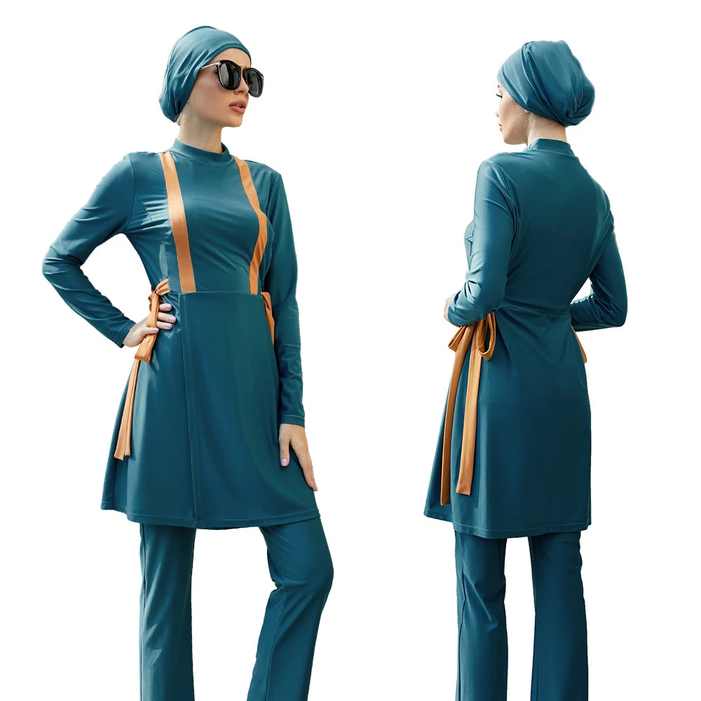 

Женский Мусульманский купальник, скромный купальник Burkini, Женский хиджаб, шарф, купальный костюм с полным покрытием, исламский купальный костюм
