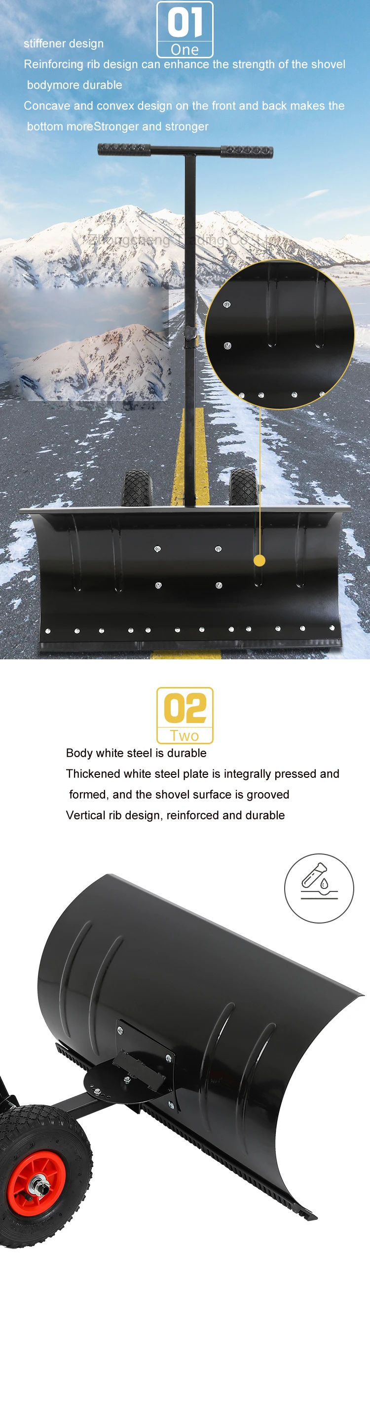 Wheeled Hand Push Snow Removal Shovel Large Snow Removal Tool Vehicle Snow Remov