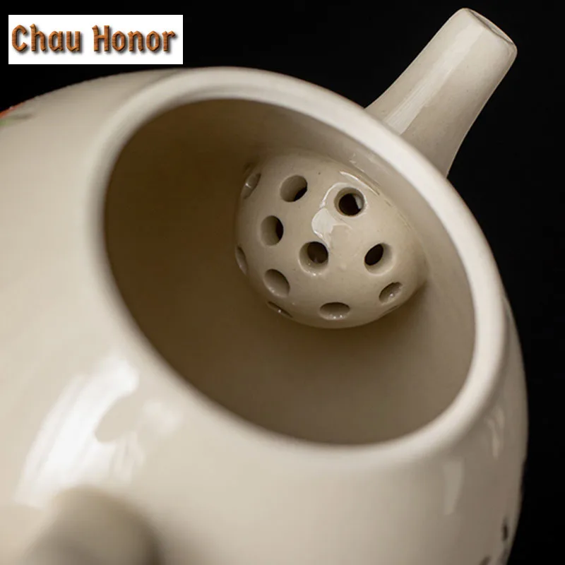 250ml Boutique Handmade Ceramic Teapot Plant Gray Glaze Art Single Pot Kung Fu Small White Tea Maker Pot Tea Ceremony Accessorie