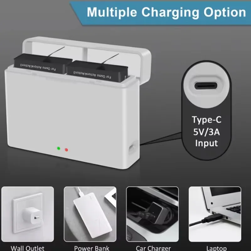 Chargeur compatible avec batterie drone, livré en lot de 1 ou 2 pièces.