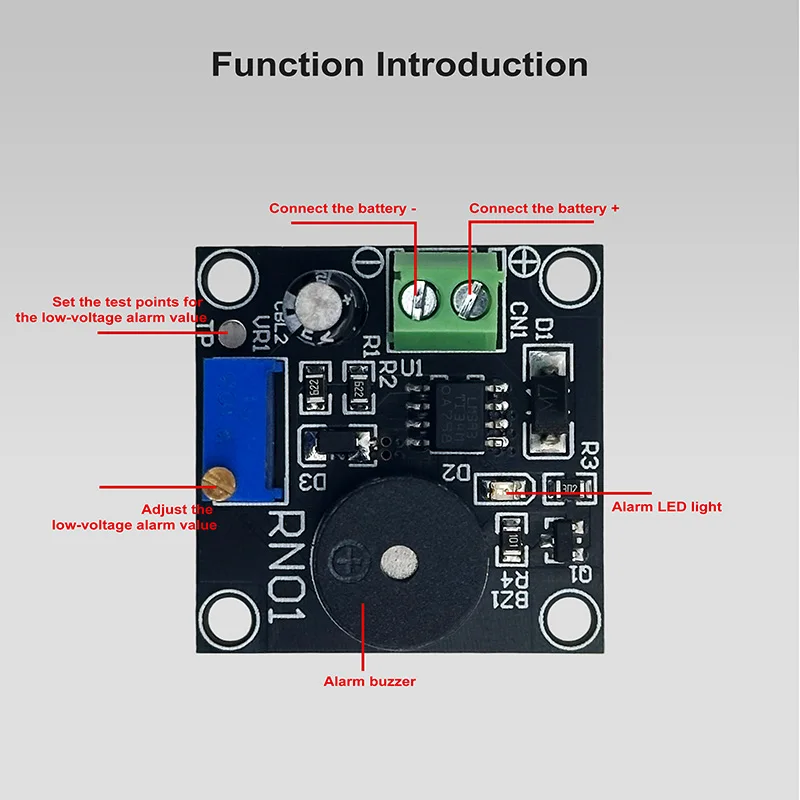 Heltec HXYP-RN01 5V 12V 24V Low Voltage Alarm Module - Anti-Overcharge Buzzer So