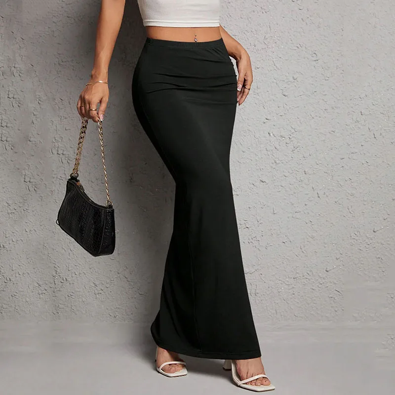Lucyever Sexy Black Bodycon Skirt for Women Elegant Chic Side Split Long Skirts Woman Summer 2025 New High-Waisted Midi Skirts 3