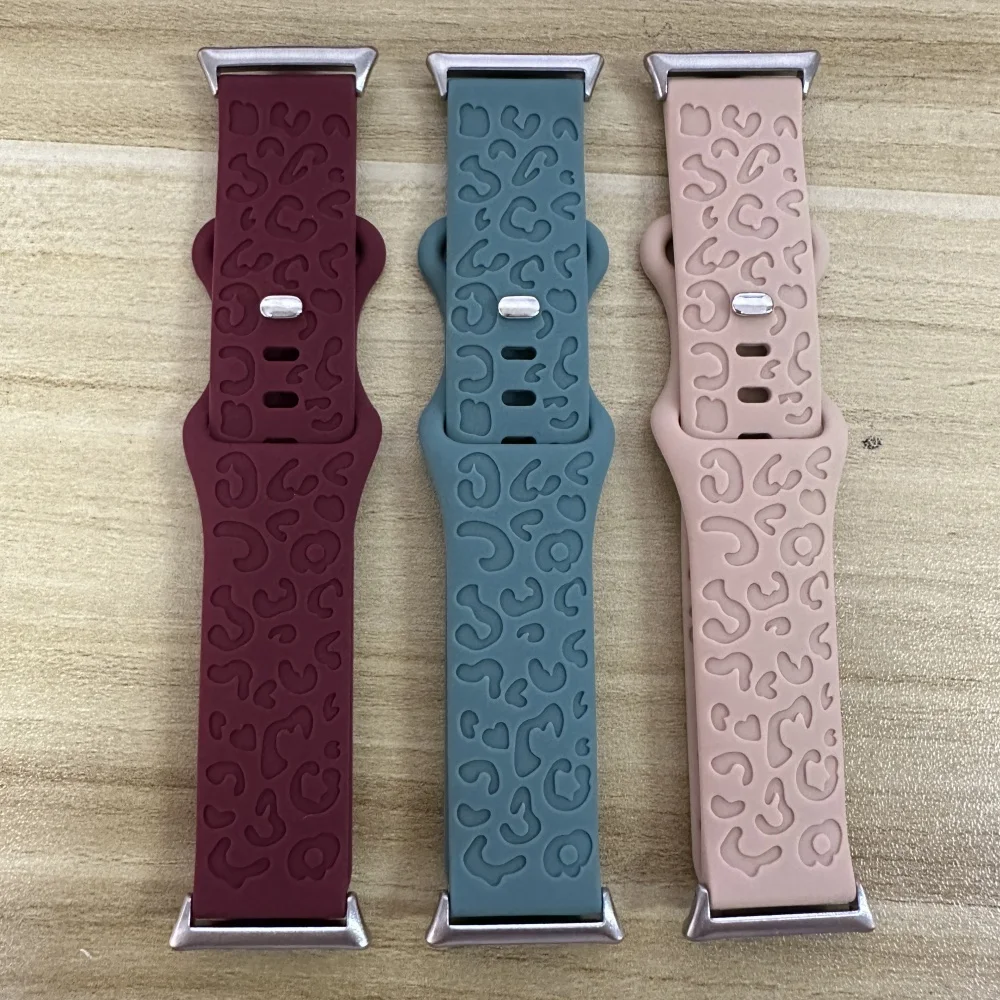 Engraved Leopard Silicone Smartwatch Band Bracelet Strap