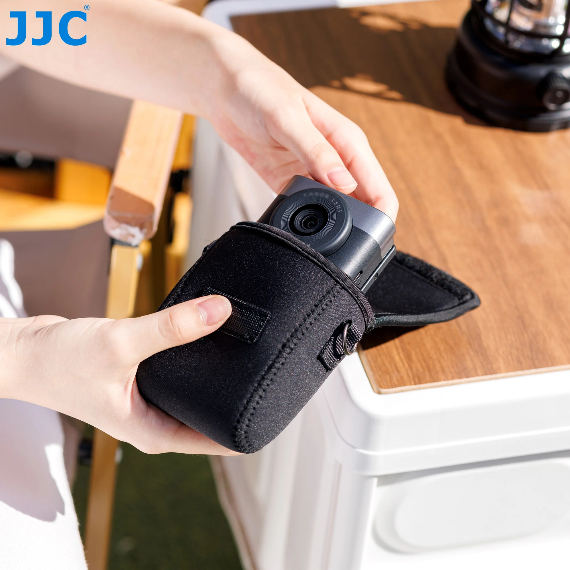 JJC Kompakte Kameratasche, Kameratasche für DJI Osmo 360, Canon PowerShot V10 Kamera, verstellbarer Schultergurt mit Karabiner – Detail 11