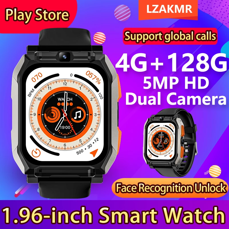 남성용 스마트 워치 플레이 스토어, 4G 넷, 128G ROM, 스마트 워치 T3, 안면 인식, 안드로이드 9, GPS SIM 비디오 통화, 5MP HD 듀얼 카메라, 신제품