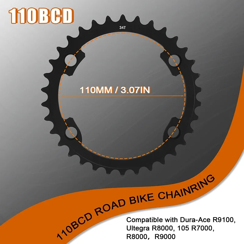 Ultralight Double Chainring for Road Bike 110BCD 50-34T 52-36T 53-39T Bicycle Cr