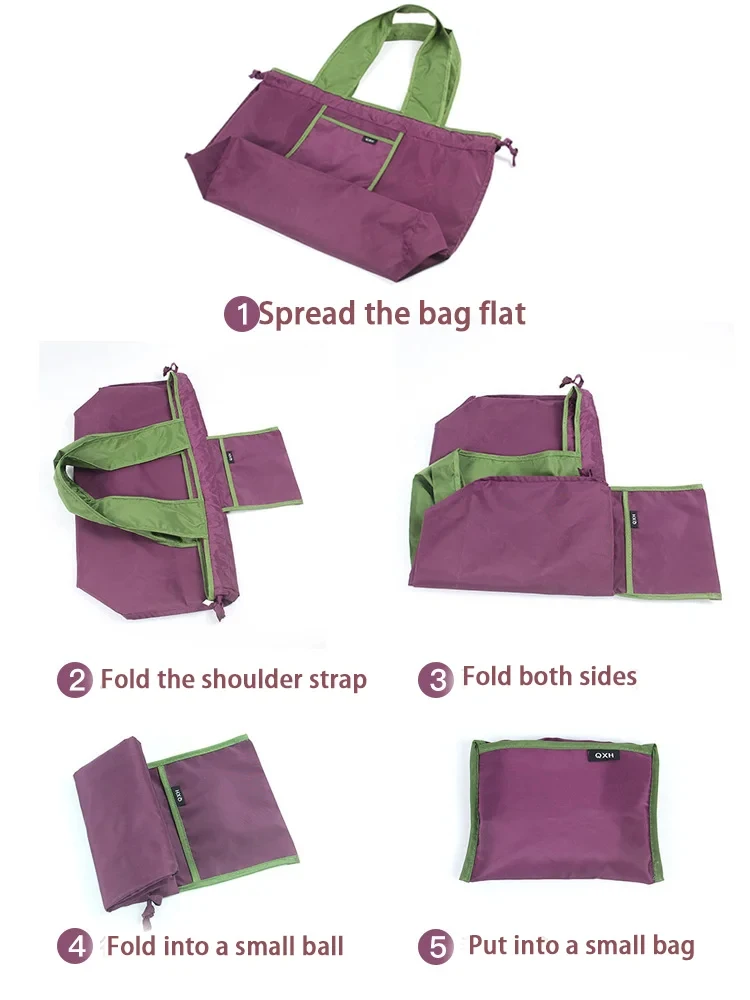 Large Reusable Shopping Bag Portable Oxford Fabric Waterproof Drawstring Foldable Simple Organizer Storage Shopper Handbag 4