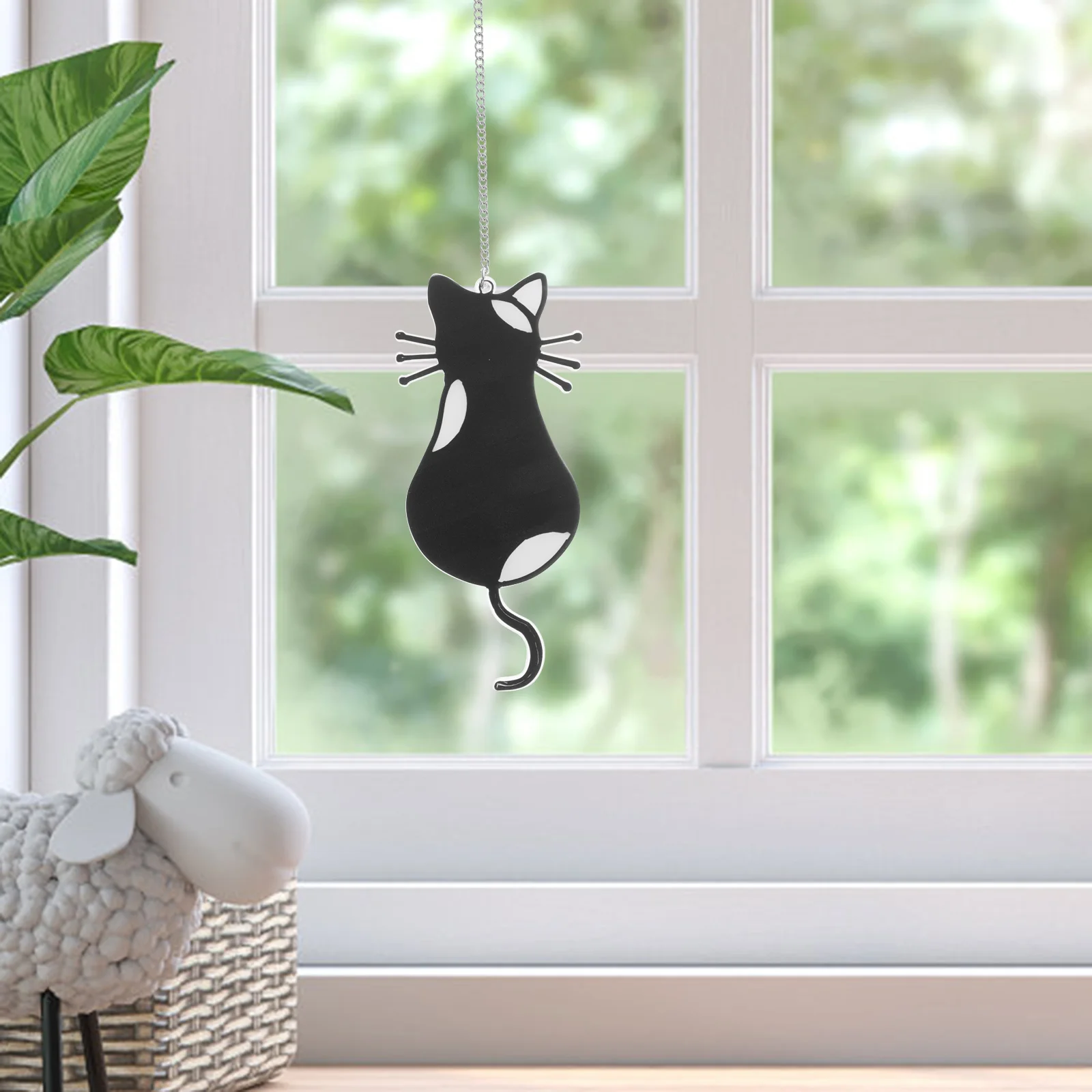 Hangings Sun Catchers Moon Pendant Window Visor Stained Glass Wall-mounted Decor Black Acrylic 4