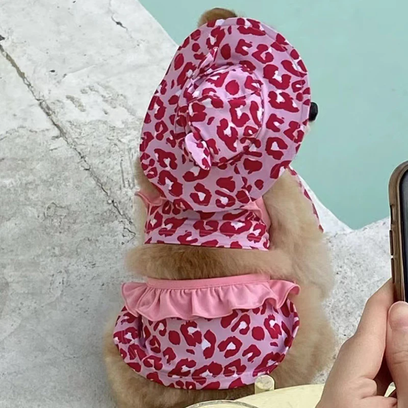 Summer Cute Puppy Dog Swimming Suit Hat Set for Small Dogs - PeticaDeals