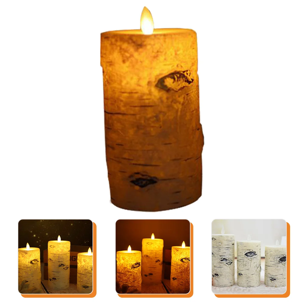 

Birch Bark Light LED Lamps Powered Lights Tealight Candles Decor Operated