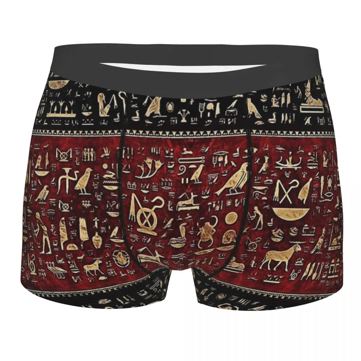 

Men Boxer Briefs Shorts Panties Egyptian Hieroglyphs Mid Waist Underwear Ancient Egypt Male Novelty Plus Size Underpants