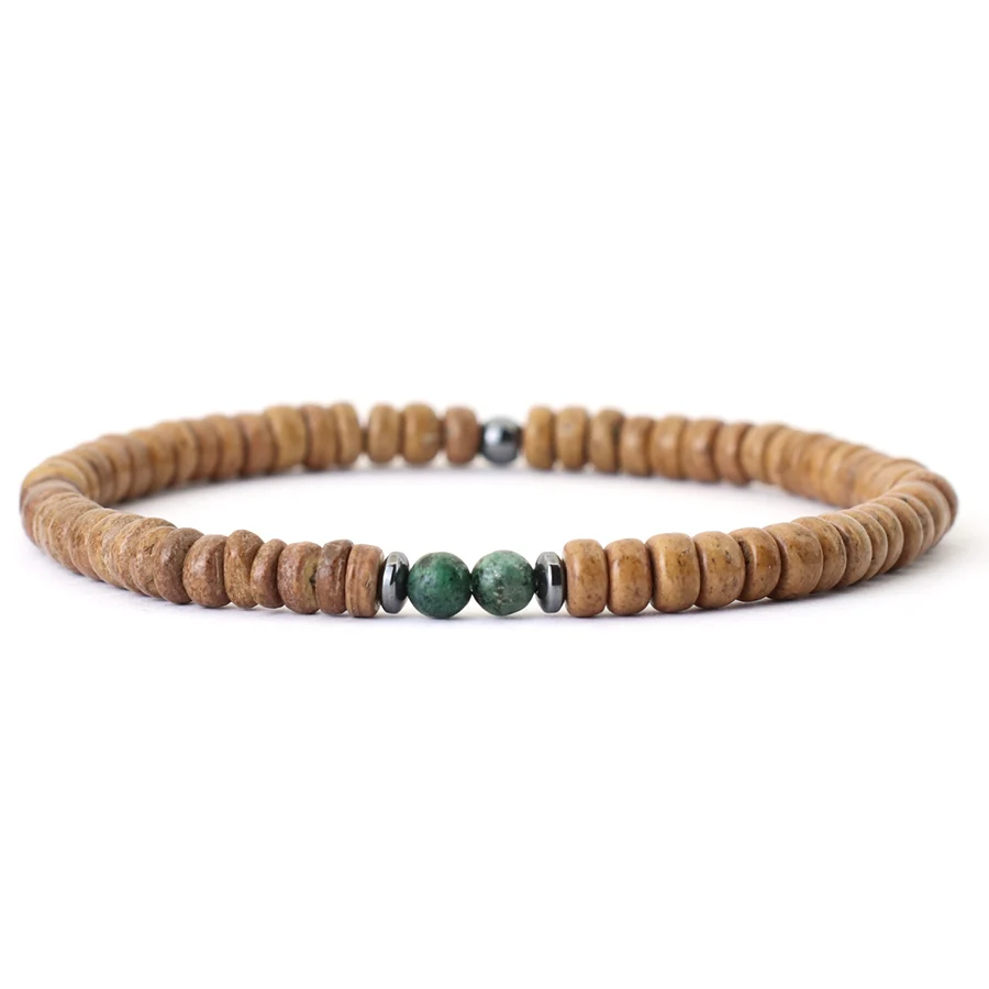 Noter Neue 4mm Männer Natürliche Kokosnuss Perlen Armband Vintage Meditation Holz Armband Healing Armband Tiger Augen Stein Pulsera homme – Detail 11