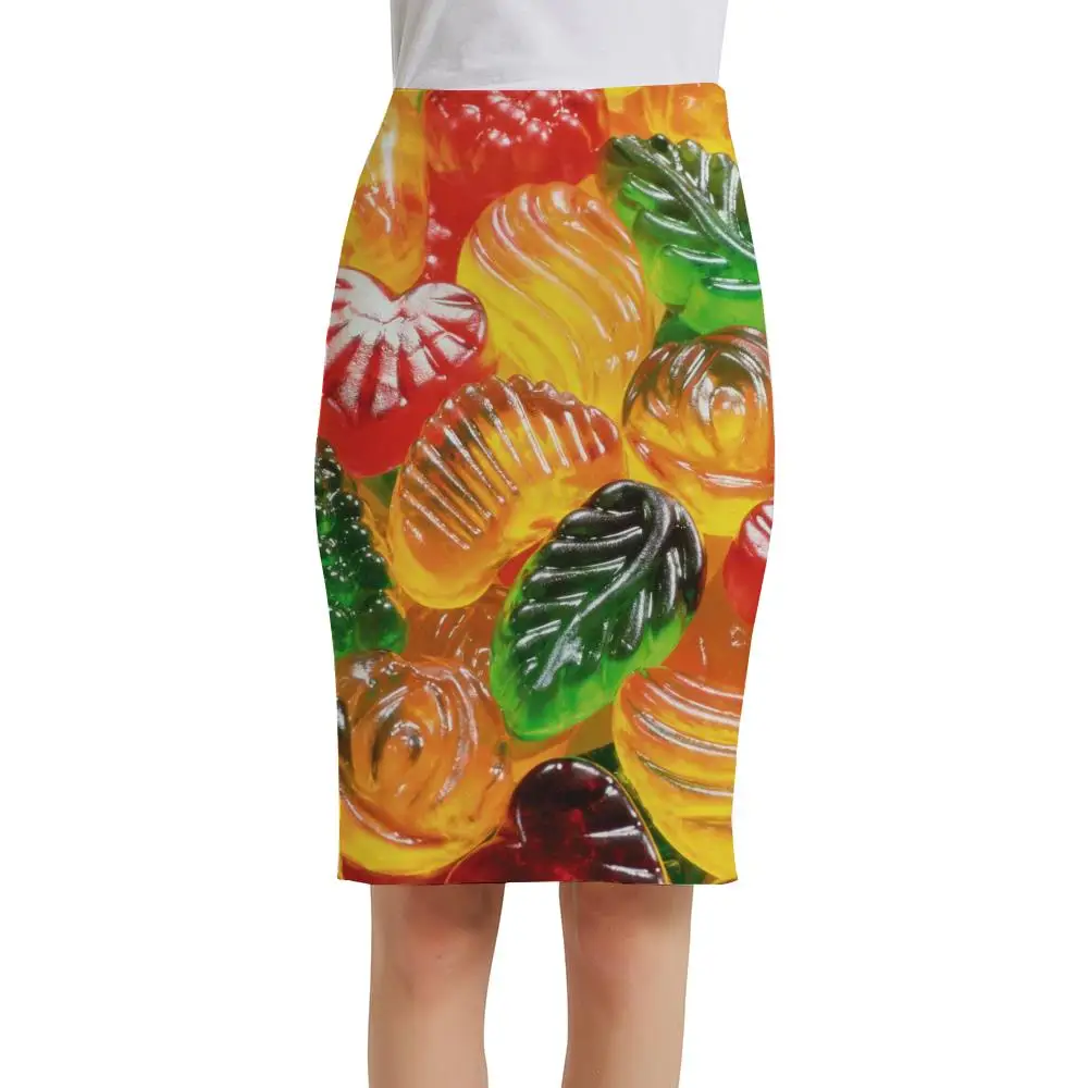 

KYKU Brand Candy Skirts Women Food Pencil Colorful Office Beauty Elegant Food 3d Skirt Ladies Skirts Womens summer Anime Party