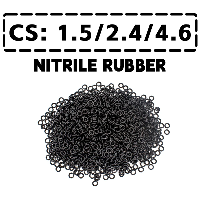 Rubber O Rings 1.5/2.4/4.6mm Cross Section CS NBR Nitrile Rubber Sealing Gasket