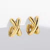 Boucles d'oreilles Vintage CC Design pour femmes, mode coréenne, croix X, Zircon, bijoux de fiançailles, cadeaux, vente en gros