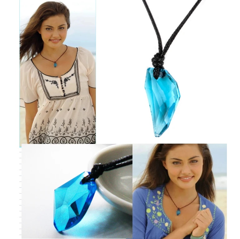 Collar clásico de la serie de Tv colgante de piedra lunar de resina de moda, solo añadir agua, piedra azul, joyería de sirena Mako, de | - AliExpress