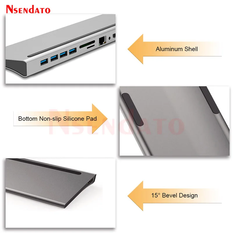 11/12 in 1 4K USB Type C HUB USB 3.0 Dock station HDMI-Compatible Splitter USB HUB Card Reader PD Docking station for MacBook PC