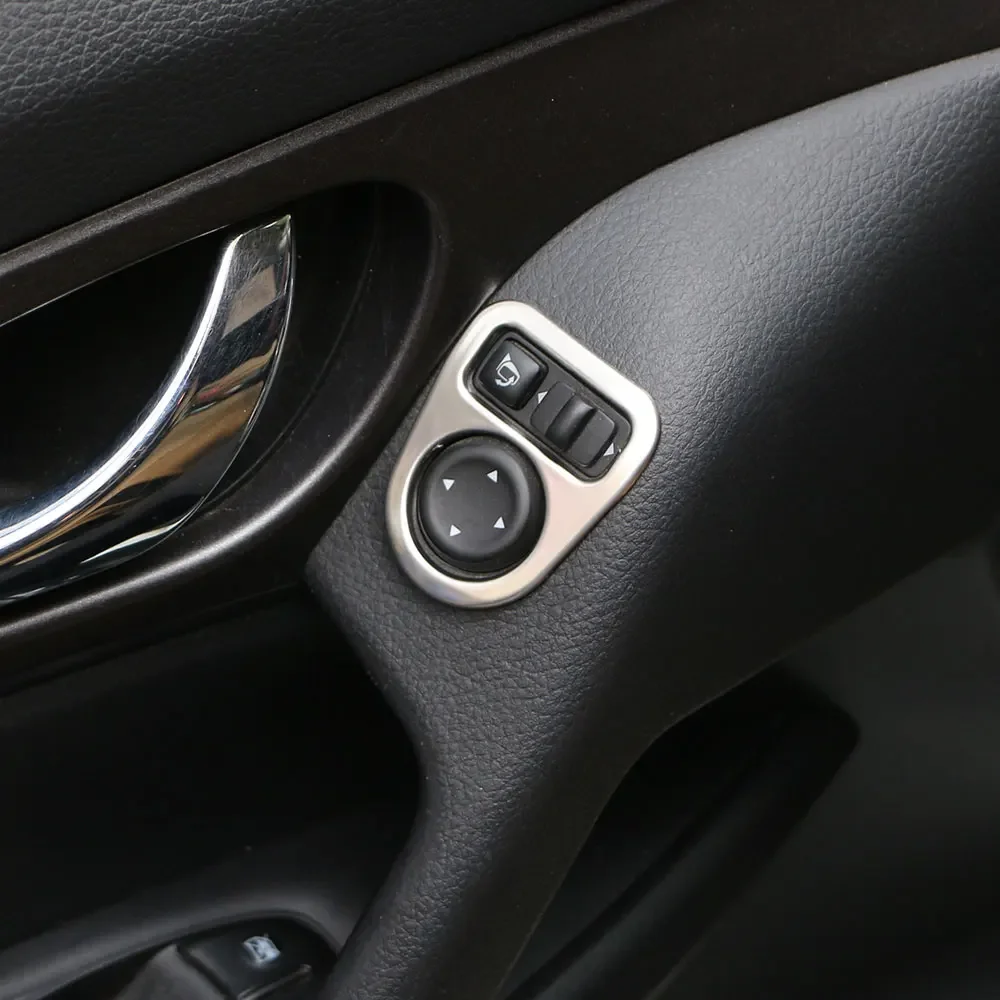 Car rearview mirror cover stainless steel interior rearview mirror adjustment cover trim sticker for Nissan Qashqai J11 2014 -