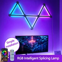 Splicing Light DIY Atmosphere Light RGB Smart Wall Light Voice Control Lamp for Esports Room Bedroom Bar Decoration Night Light