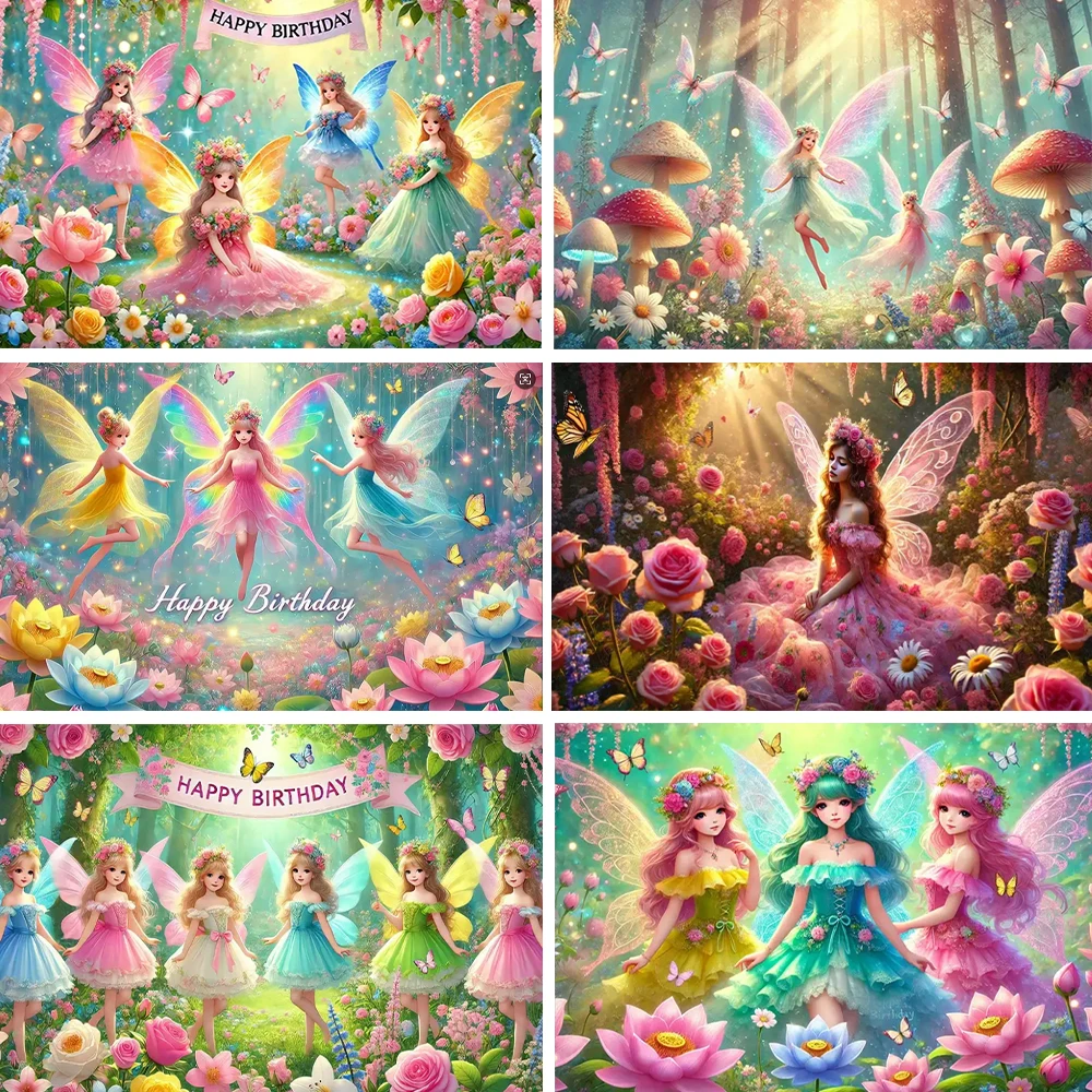 Magische Waldfee, der Hintergrundbanner sammelt, Geburtstagsparty-Dekorationen, Babyparty-Zubehör, Fotografie-Hintergrund, Kindergeschenke