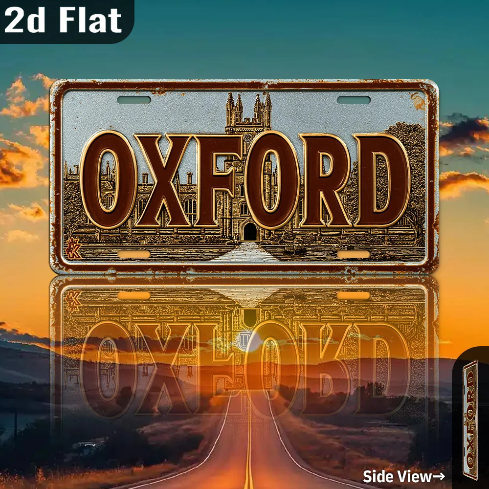 2D 플랫 - 빈티지 옥스퍼드 잉글랜드 금속 사인 벽 장식 사인, 'OXFORD' 텍스트가 있는 30cm X 15cm 알루미늄 장식 플라크,