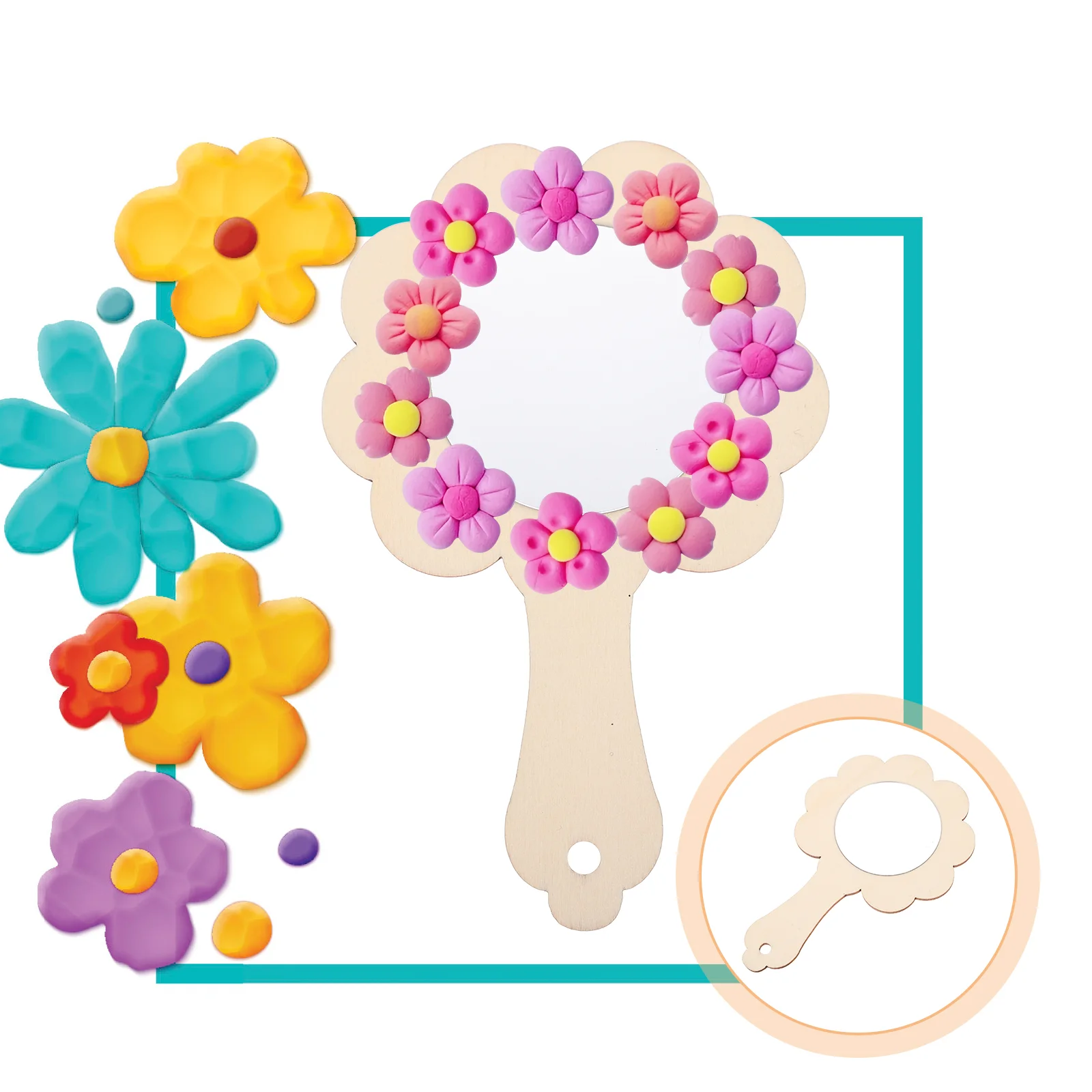 어린이용 작은 나무 거울, DIY 거울 장난감, 다목적 사랑스러운 메이크업 어린이, 10 개