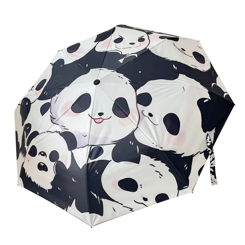 Cute Panda Umbrella Children's Umbrella Automatic Mini Folding Vinyl Protection Tiny Lightweight Household Merchandises