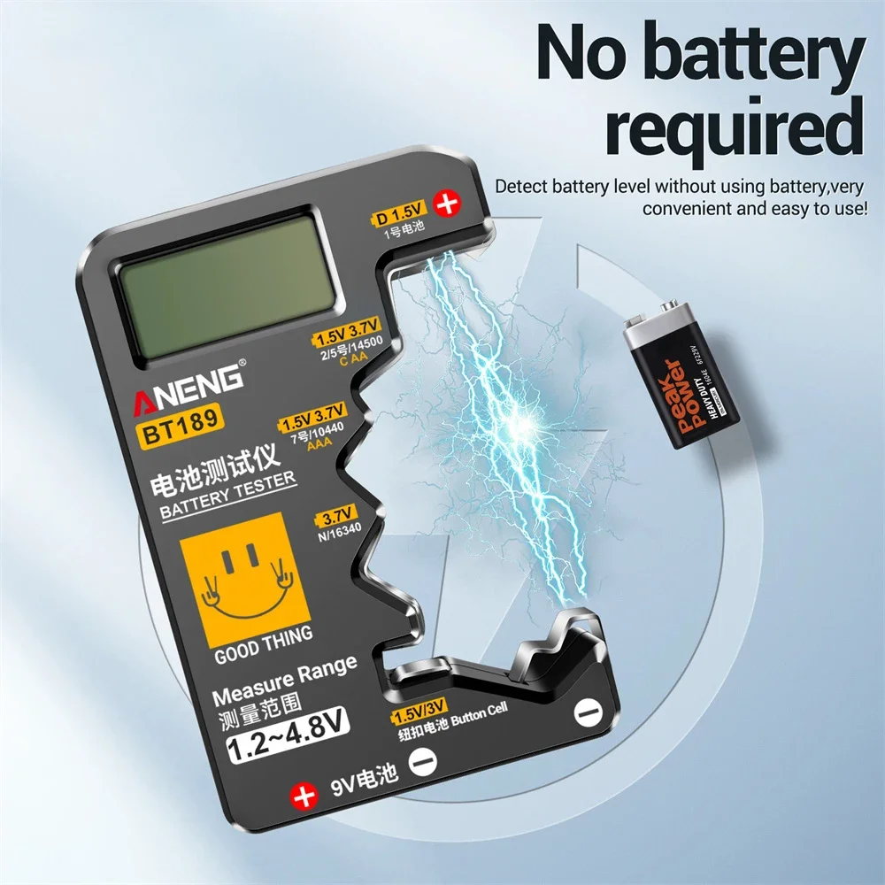 LCD Digital Display Battery Tester BT189 Battery Tester Universal Battery Checker For AA AAA 9V 1.5V/3V Button Cell Batteries - 2
