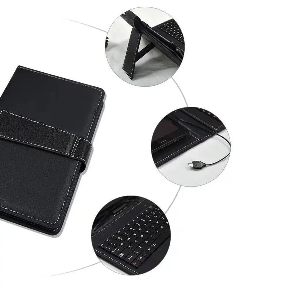 10 Inch Micro USB Type-c Keyboard Leather Cover Case Fit Tablet PC Ebook Casual Solid Resistance 9.7 Inch Russian keyboard Cae