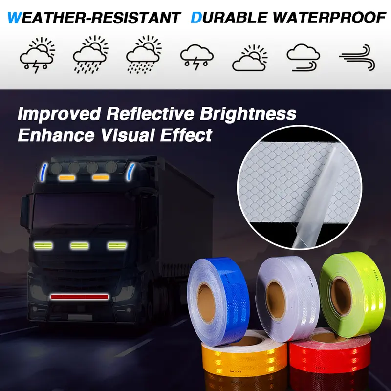Car Truck Reflective Safety Tape Warning Night Light Waterproof Trailer Reflector Sticker For Car Truck Warning Safety - Image 3