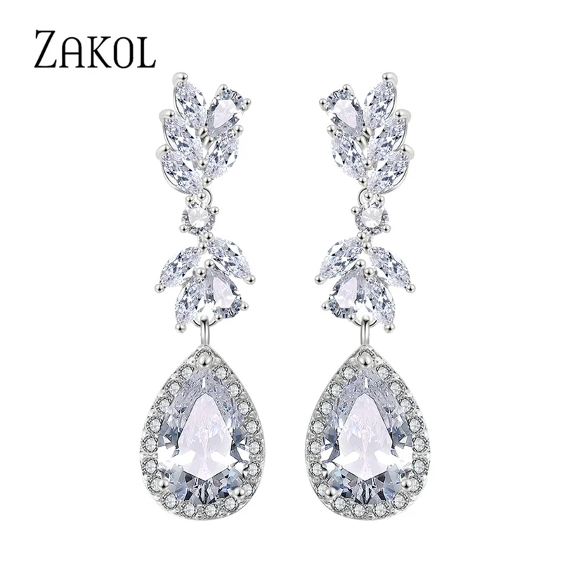 Luxury Twinkling Drip Rectangle Square Crystal Wedding Necklace Earrings Set 