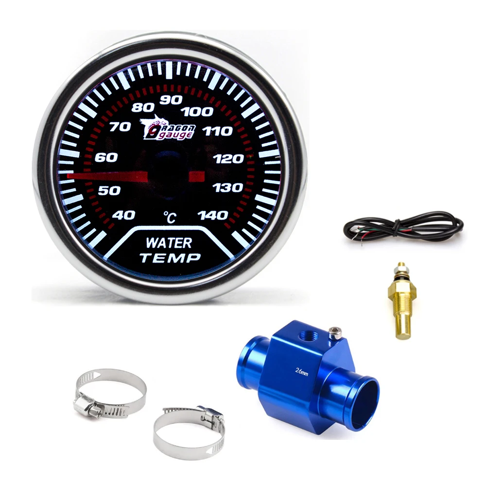 52mm Car Water Temperature Gauge 40140 ℃ With 1/8NPT Water Temp Sensor