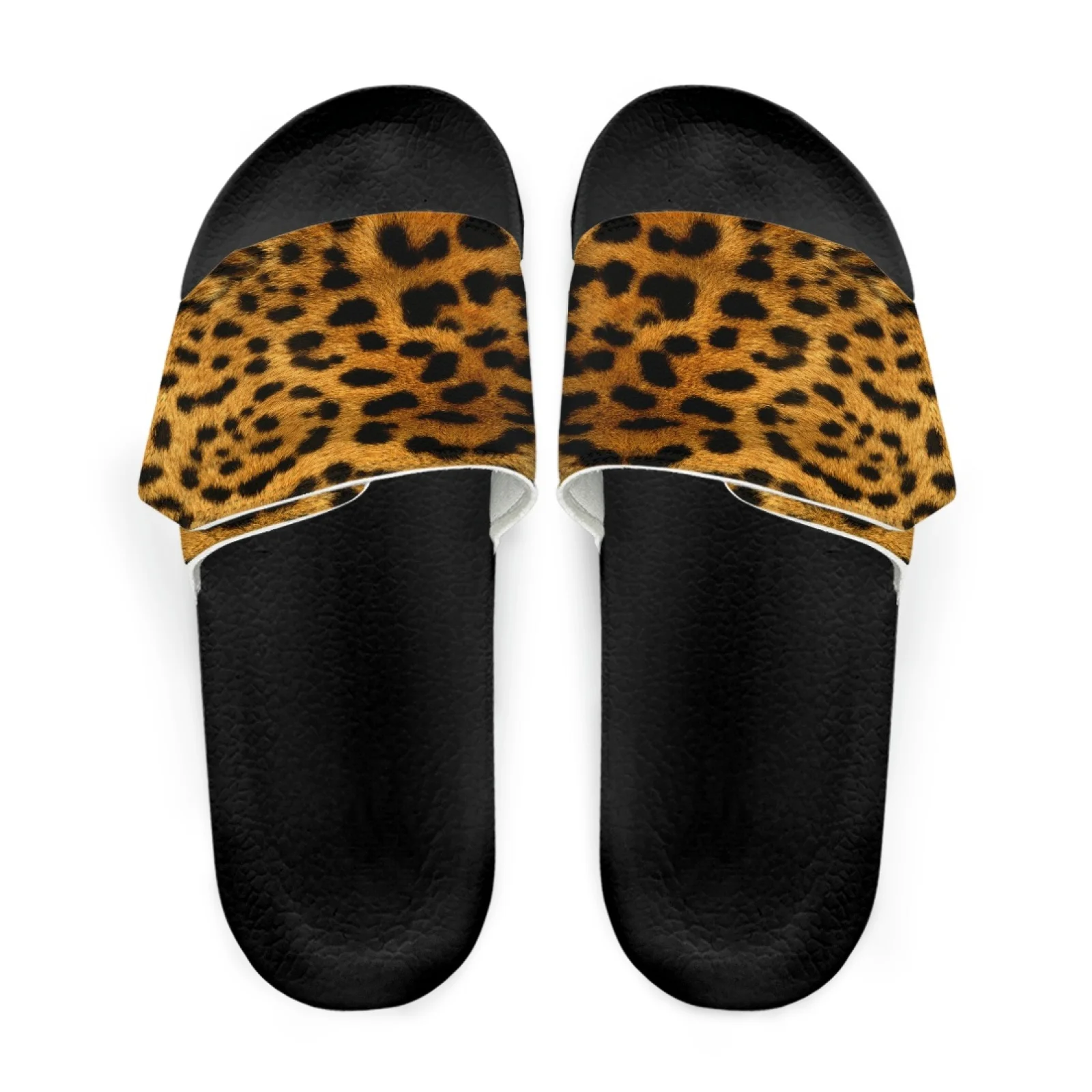 

Summer Beach Slippers for Women Men Leopard Print Woman Slides Sandals Bathing Shoes Ladies Flats Home Indoor Male Slipper
