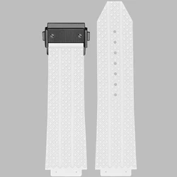 Premium Silicone Rubber Strap for Luxury Timepieces, 19MM - Elegant Design for Versatile Wear (White - Black K)