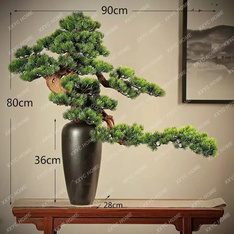 Artificial Greeting Pine Decoration Hallway Living Room Office Green Plant Potted Home