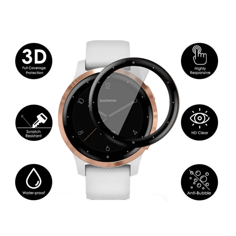 For Garmin Vivoactive 4S Venu 2S Active S Full Cover 3D