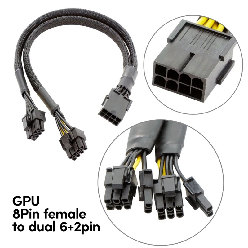 

8Pin to dual 8Pin 6+2P GPU Cable for Graphics Card Adding Two PCIExpress 8Pin Ports for Existing Video CardPSU Splitter