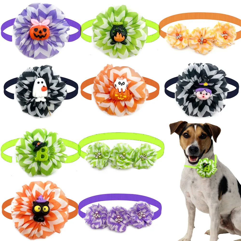 

10 Pcs Pet Dog Bowties Halloween Dog Bow Tie Collar Pet Grooming Bowties for Small Dog Cats Pet Bow Ties Grooming Supplies