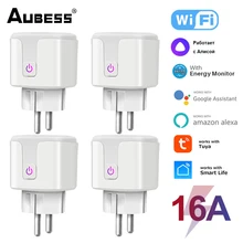 Tuya 16A WiFi Smart Plug EU Adapter Smart Life App Remote Power Monitor Timer Socket Works With Alexa Google Home Yandex Alice