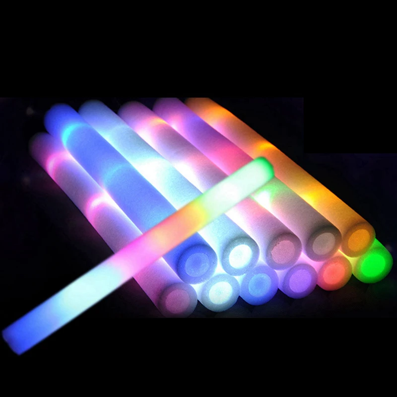 5/10/15/30/50Pcs Colorful LED Glow Sticks Light-Up LED Glow Foam Stick  Cheer Tube Dark Light Birthday Wedding Party Supplies