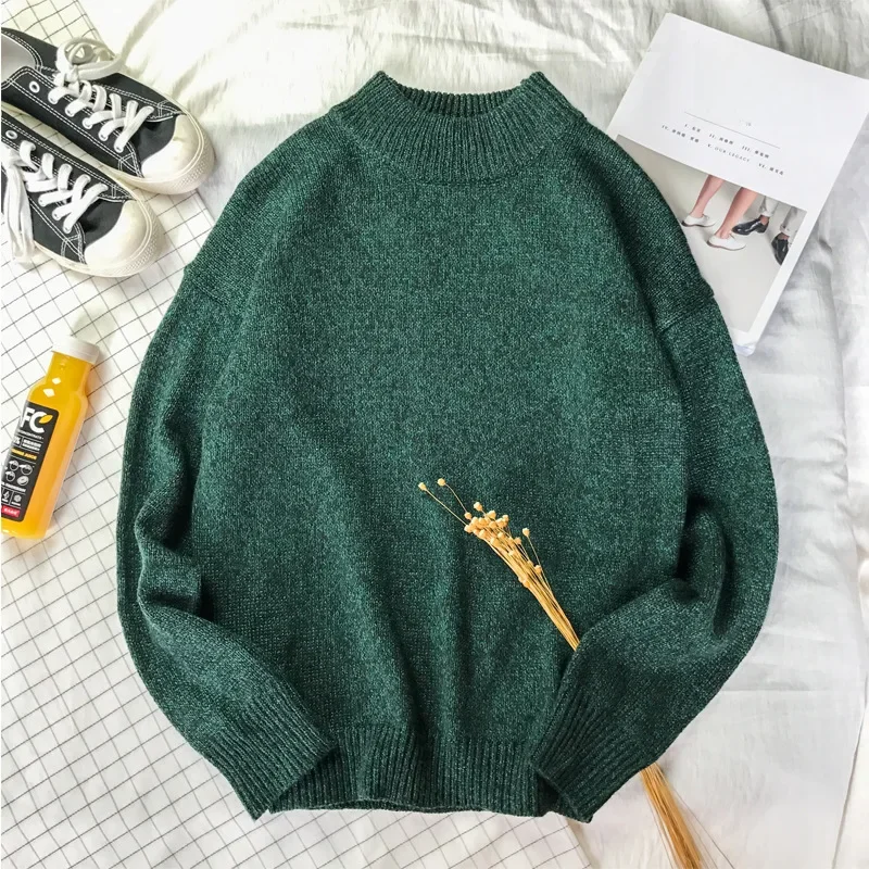 Green 900 solid color half turtleneck