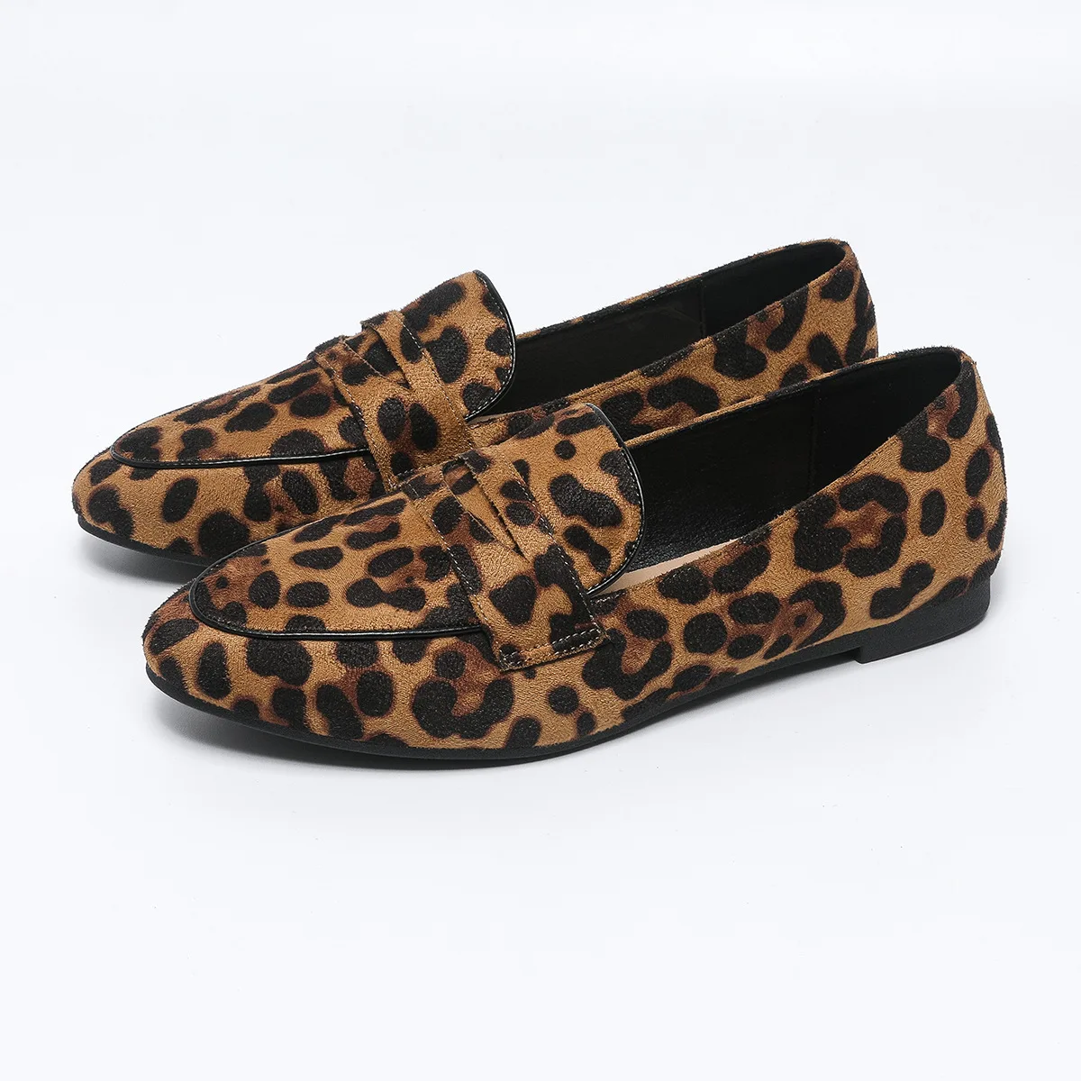 Pointed Toe Shoes Woman Flats Autumn Loafers With Fur Casual Female Sneakers Dress Fall Summer Slip-on Big Size Leopard leopard 5