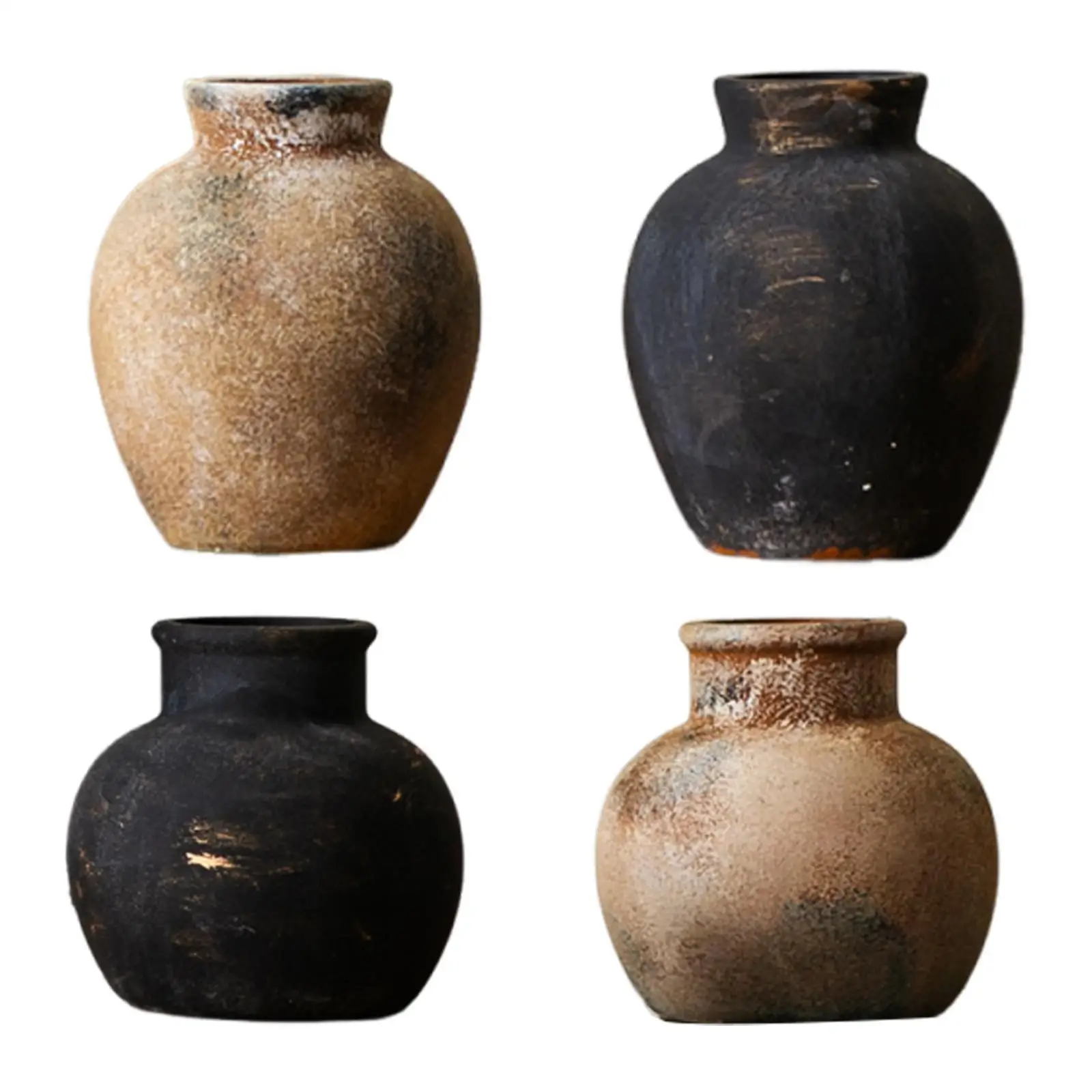 Rustic Ceramic Vase Decorative Wabi Sabi Vase Desktop Farmhouse Flower Vase for Fireplace Housewarming Living Room Office Party