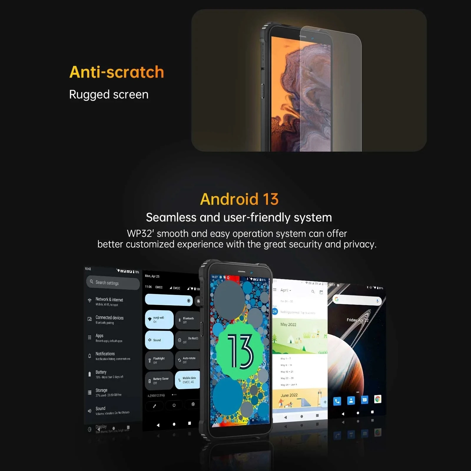 Oukitel WP32 Rugght Phone 4GB+128GB 5.93'' FHD+ Display IP68 6300mAh Android 13 Unisoc Tiger T606 Octa-core NFC 4G Smartphone