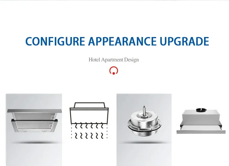 Kitchen Stainless Steel Extractor Hood 60cm Cooker Range Hood Embedded Range Hidden Push-pull Small Apartment