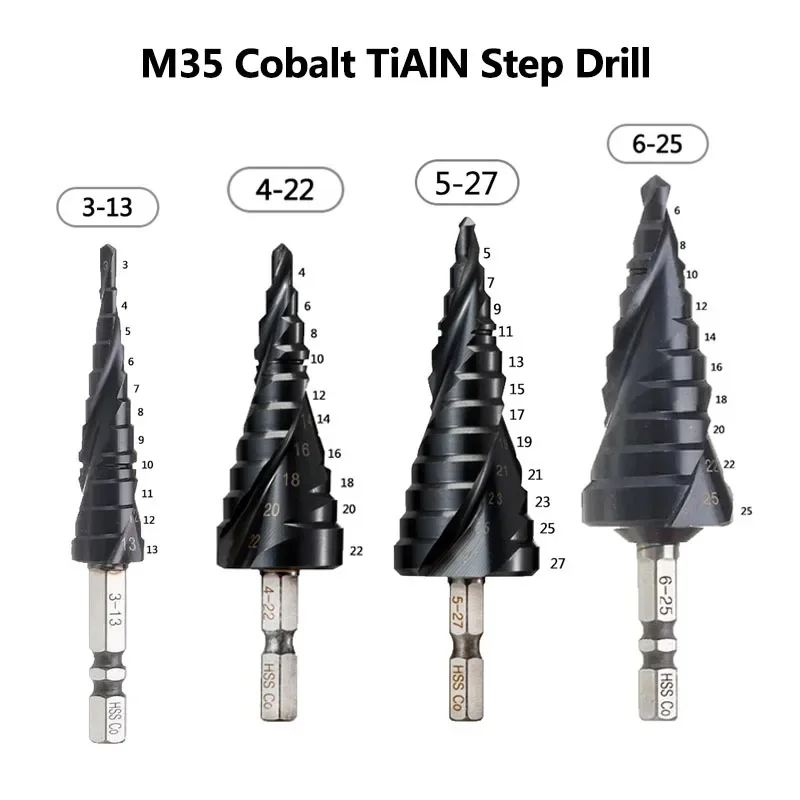Crosstar 35 Cobalt Four Flute Step Drill Bit Set (2PCS) - TiAlN Coated