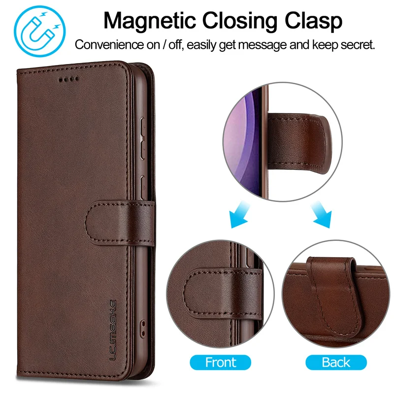 Elegant Magnetic Leather Wallet Phone Case with Card Slot and Flip Cover