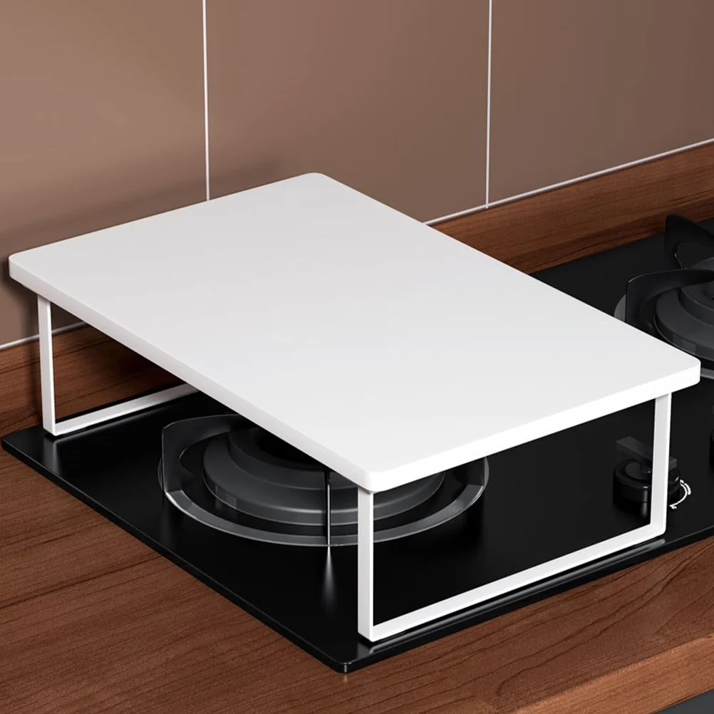 

Gas Stove Storage Rack Kitchen Gadgets Stand Shelves Induction Cooker for Supplies Stovetop Wooden Home