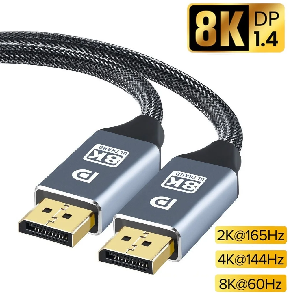 Displayport cable dp 1 4 to dp cable 8k 4k 144hz 165hz display port