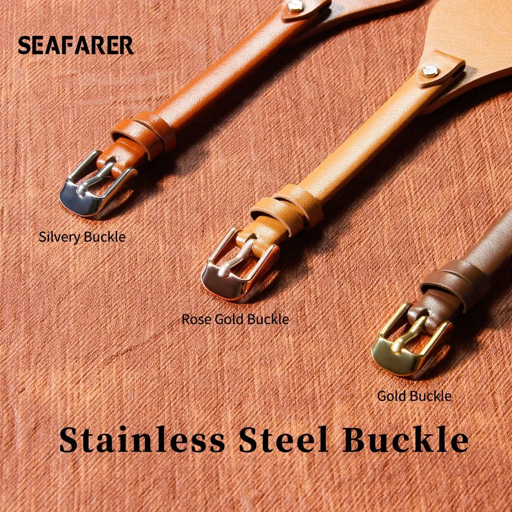 Premium Genuine Leather Waterproof Watchbands with U-Shaped Base, 8mm Strap